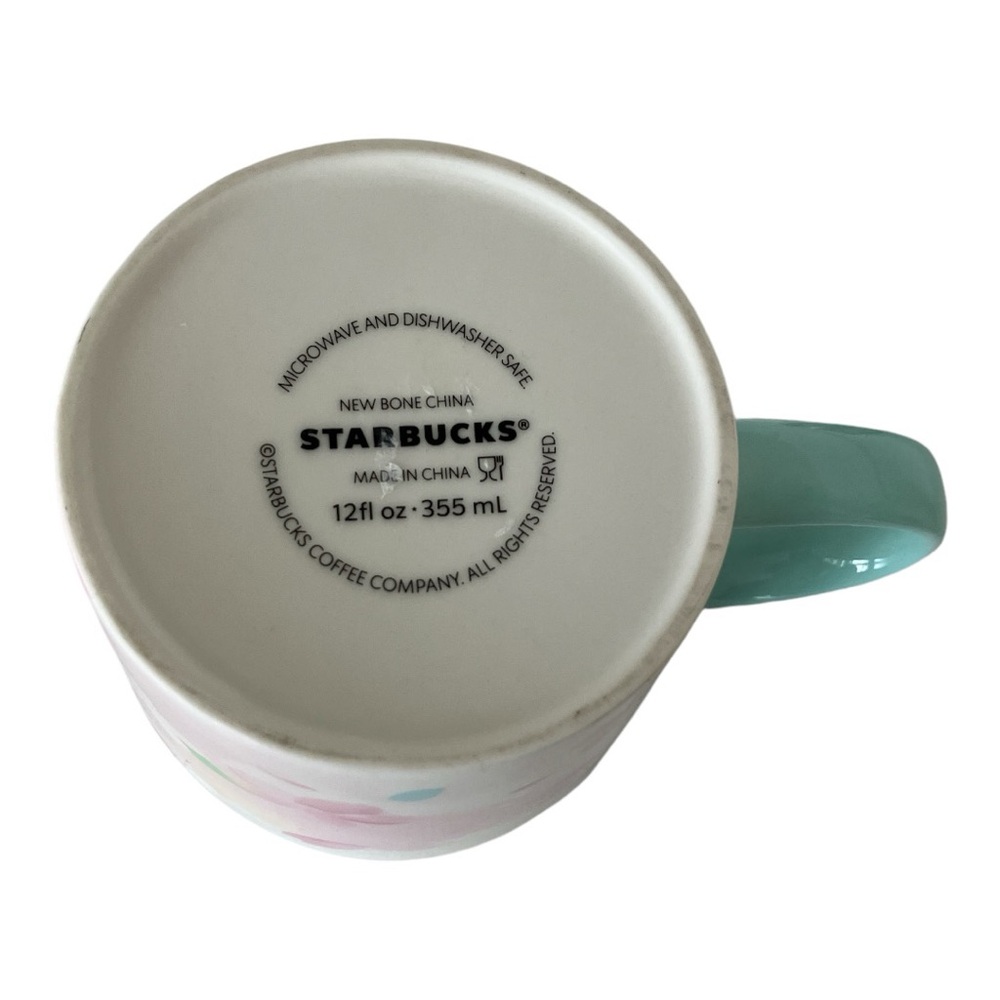 Starbucks Japan  Sakura 2020 Cherry Blossom 12 Oz Mug Teal Handle 12 Oz - Picture 5 of 5